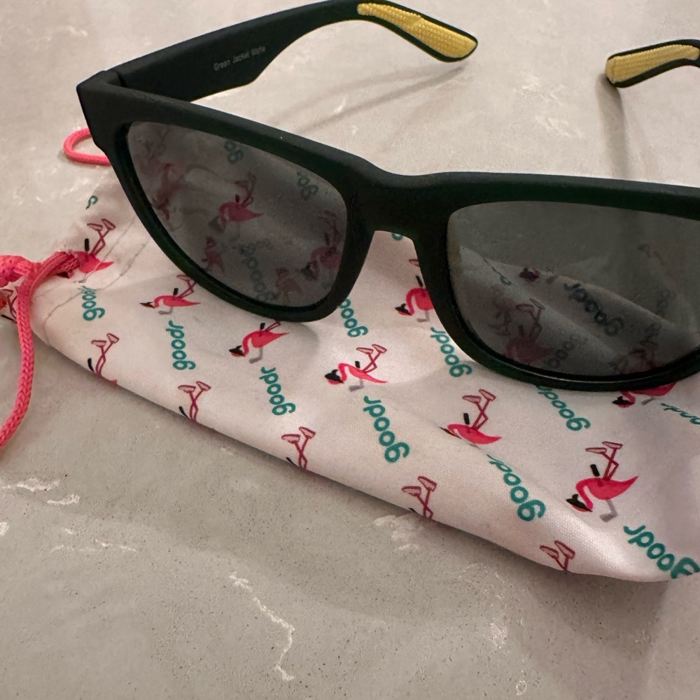 Men’s black and lime green wide goose sunglasses